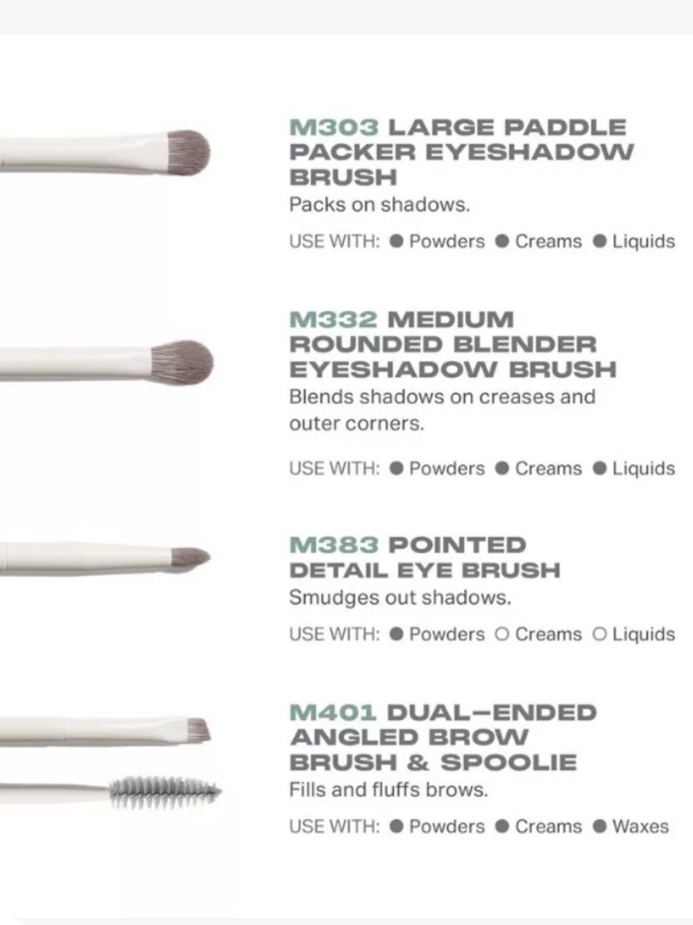 Morphe Eye & Brow Brush Set - White Handles with Taupe Bristles - Picture 4 of 7